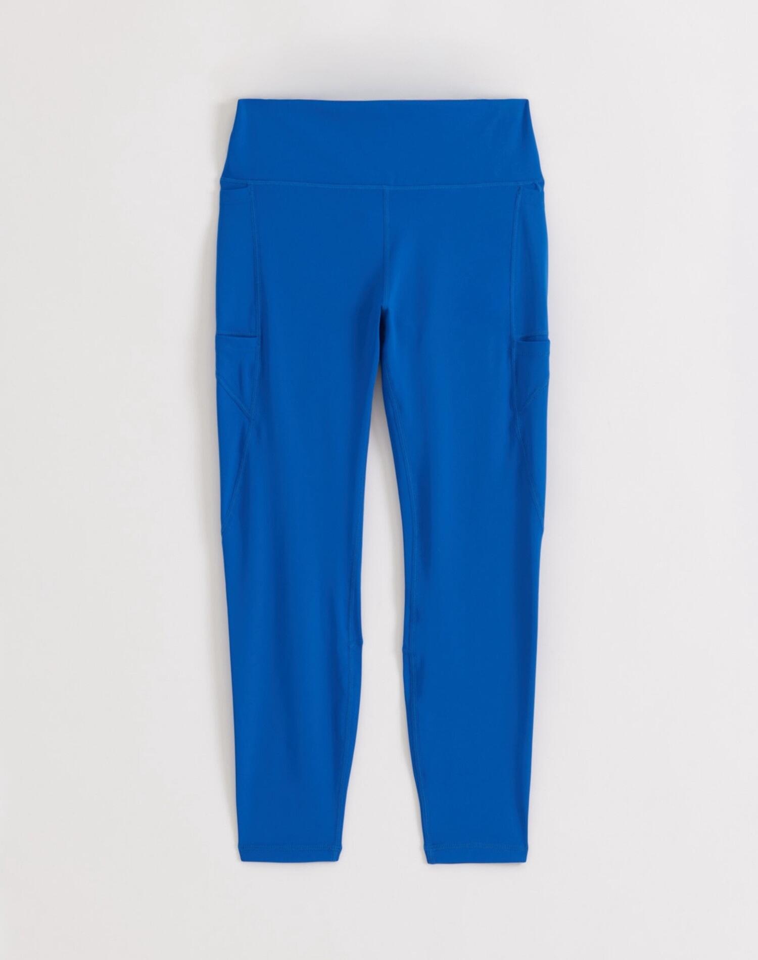 Damen Laufleggings 7/8 Hoher Bund squat proof Taschen Azurblau 6/6