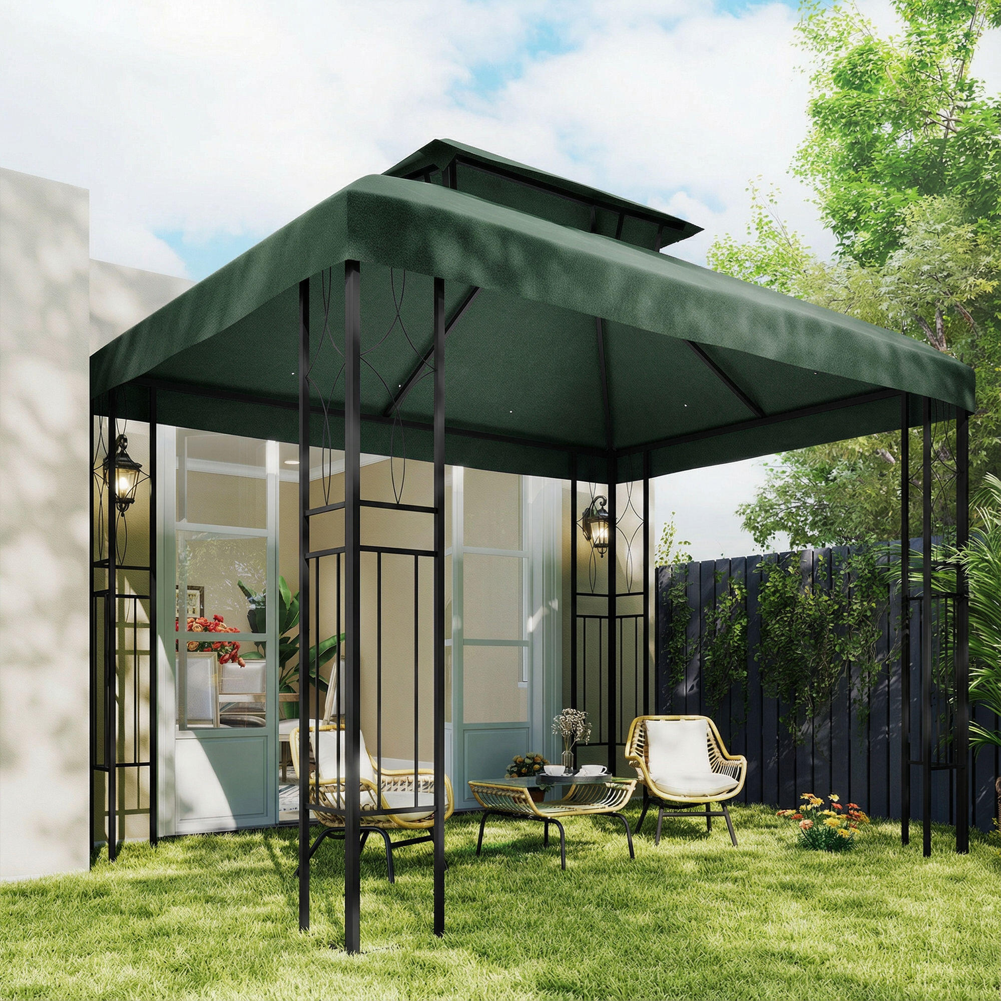 Techo de Repuesto Outsunny 400x300 cm Verde 5/5