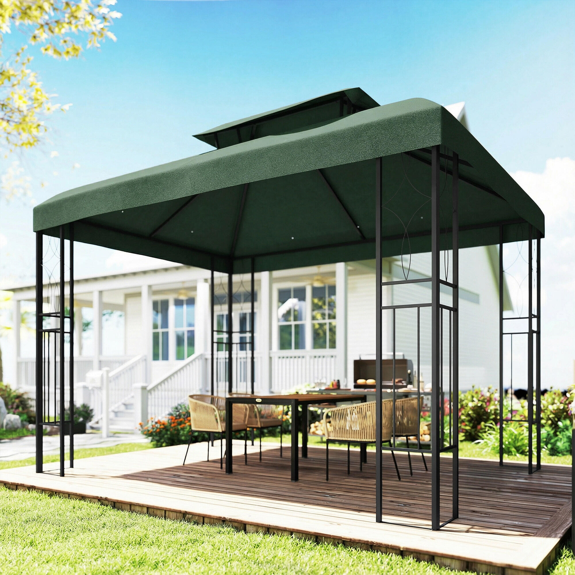 Techo de Repuesto Outsunny 400x300 cm Verde 4/5