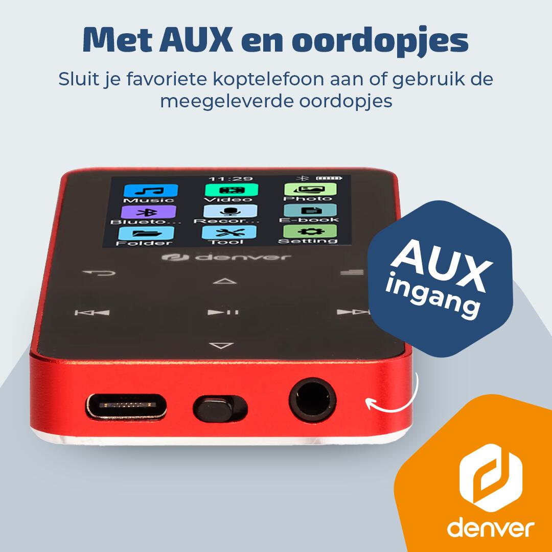 Denver Lecteur MP3 - Carte SD jusqu'à 128 GB - Ecouteurs inclus - MP1830 - Rouge 6/7