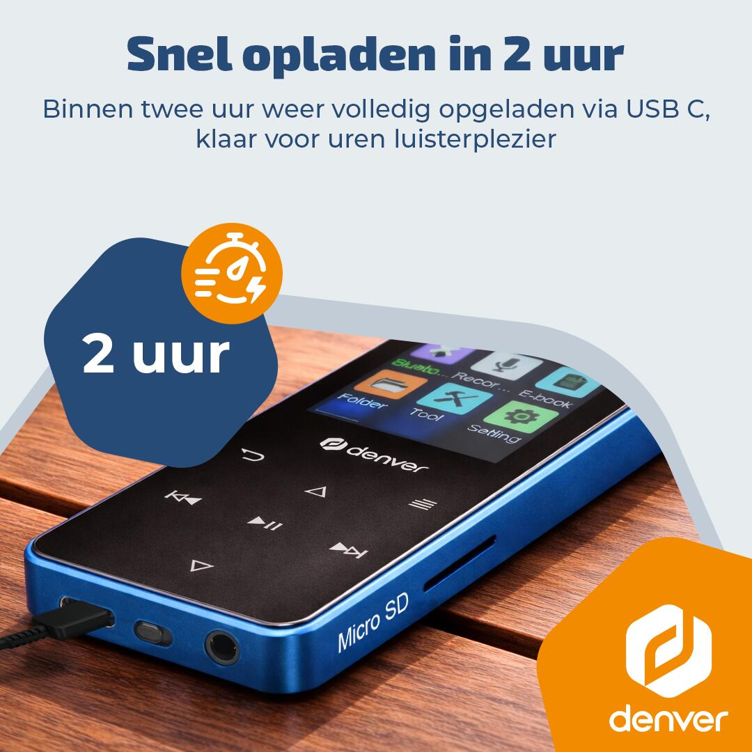 Denver Lecteur MP3 - Carte SD jusqu'à 128 GB - Ecouteurs inclus - MP1830 - Blue 3/7