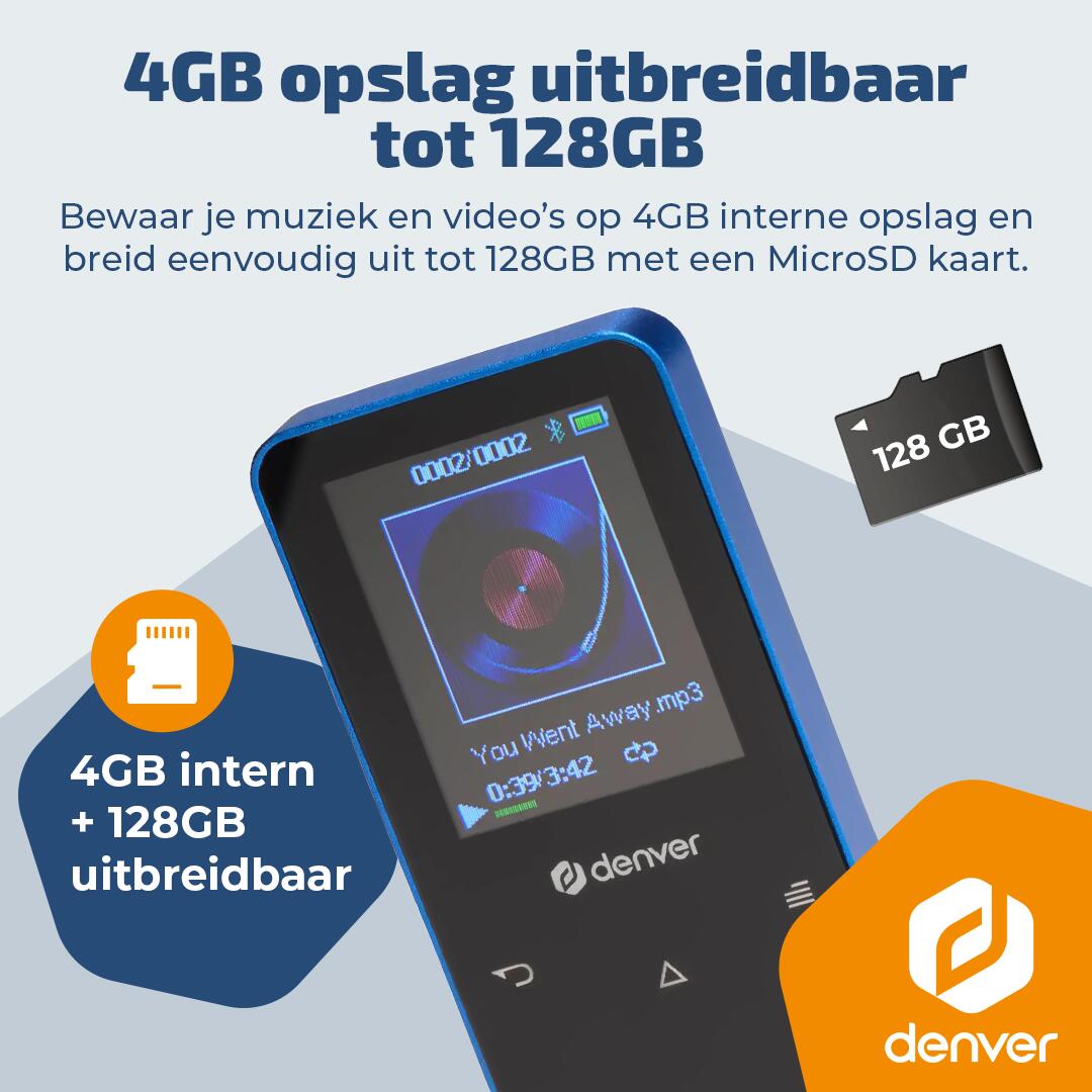 Denver Lecteur MP3 - Carte SD jusqu'à 128 GB - Ecouteurs inclus - MP1830 - Blue 2/7