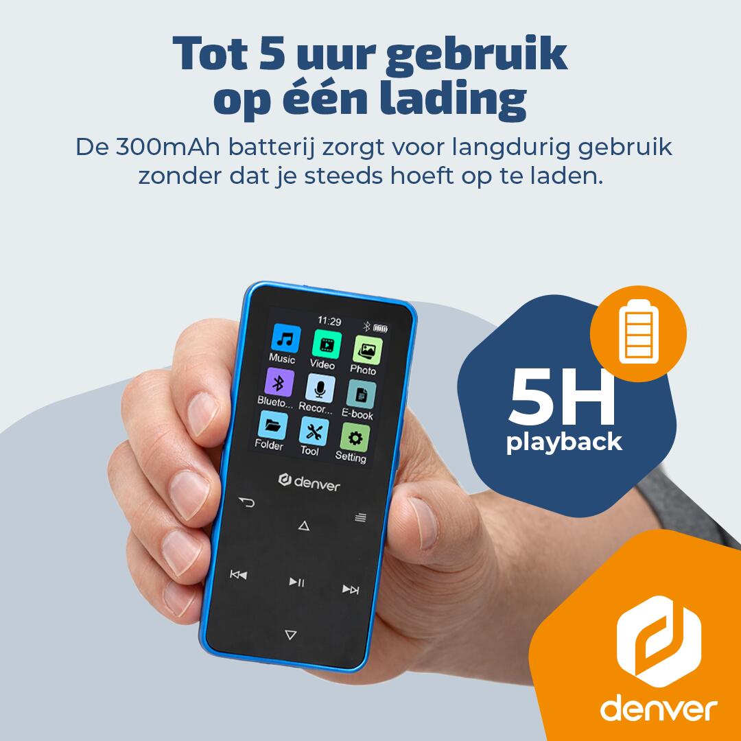Denver Lecteur MP3 - Carte SD jusqu'à 128 GB - Ecouteurs inclus - MP1830 - Blue 4/7