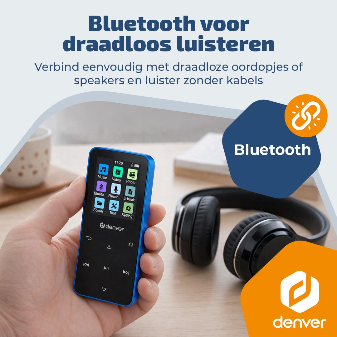 Denver Lecteur MP3 - Carte SD jusqu'à 128 GB - Ecouteurs inclus - MP1830 - Blue 6/7