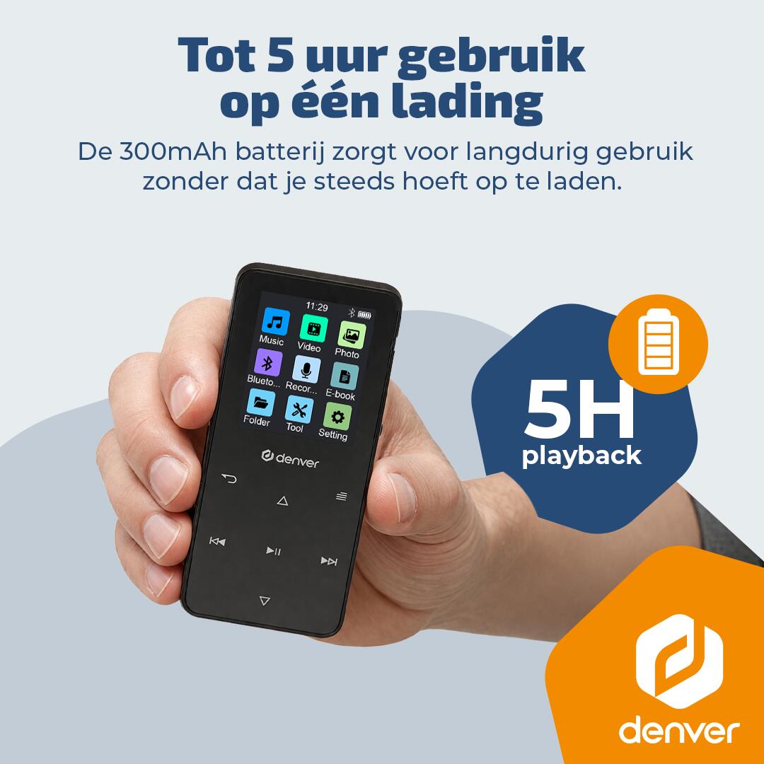 Denver Lecteur MP3 - Carte SD jusqu'à 128 GB - Ecouteurs inclus - MP1830 - Noir 3/7