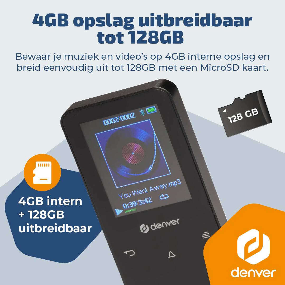 Denver Lecteur MP3 - Carte SD jusqu'à 128 GB - Ecouteurs inclus - MP1830 - Noir 2/7