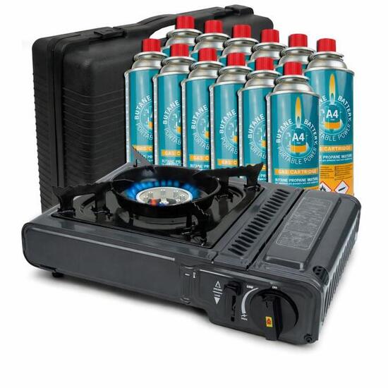 Fornello a gas incl. 12 bombole con valigetta