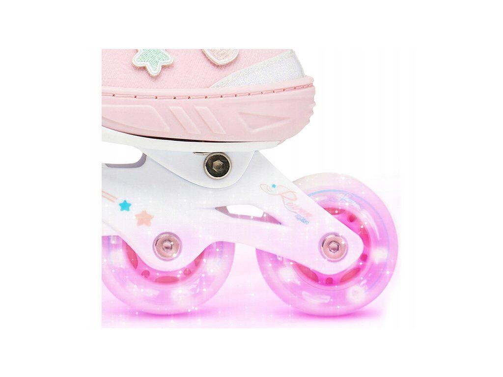 Lilly-Rollschuhe mit leuchtenden LED-Rädern und Klettverschluss-Aufnähern 7/14