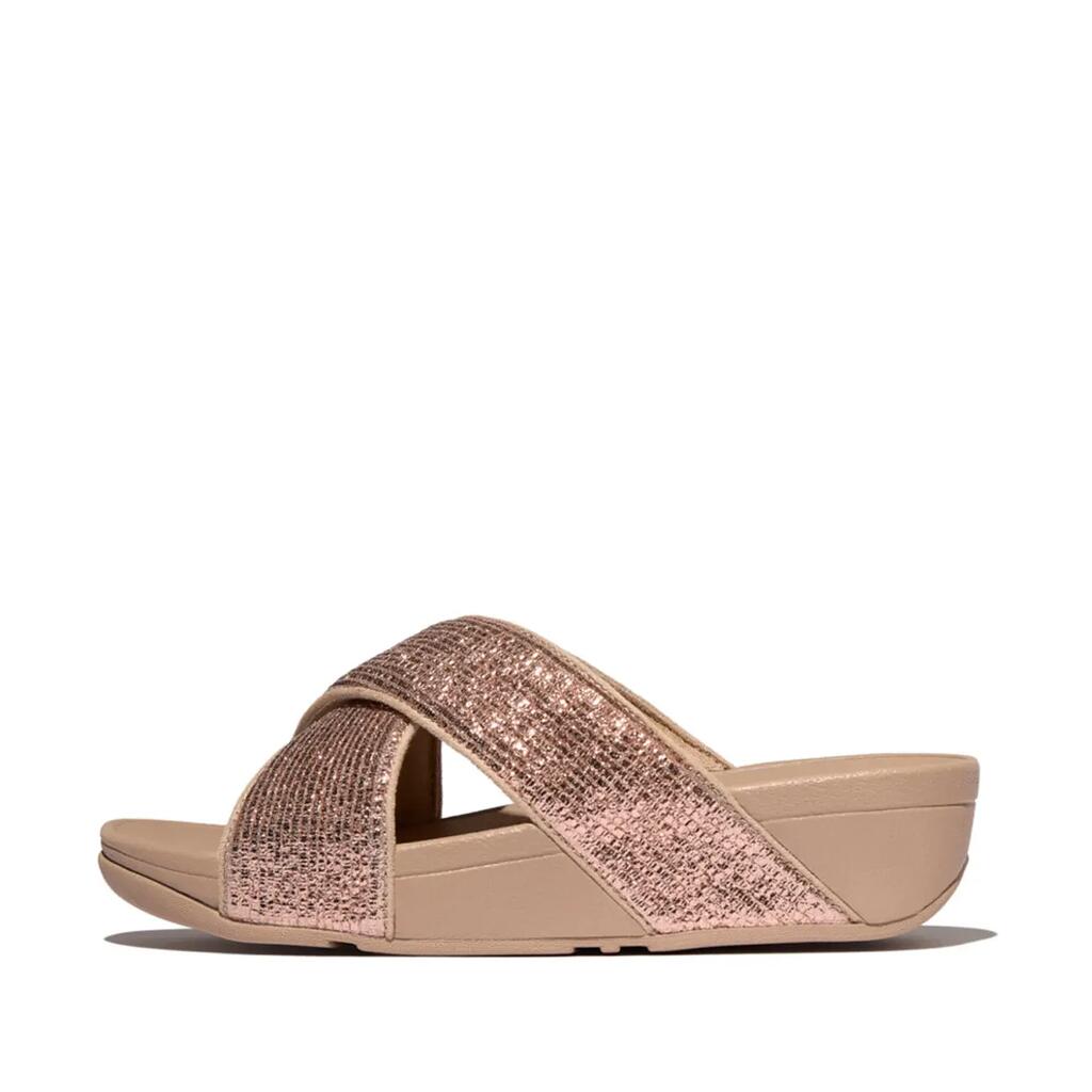 FitFlop Lulu Crinkled-Shimmer Cross Slides