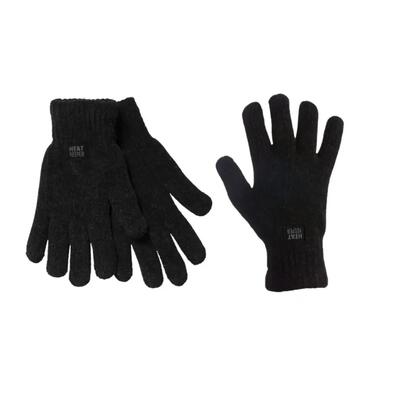 Gebreide thermo handschoenen dames chenille donker grijs one size 2paar