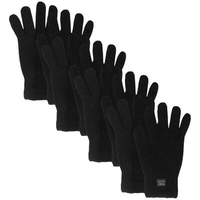 Heatkeeper - gebreide thermo handschoenen - heren - zwart - 4-paar