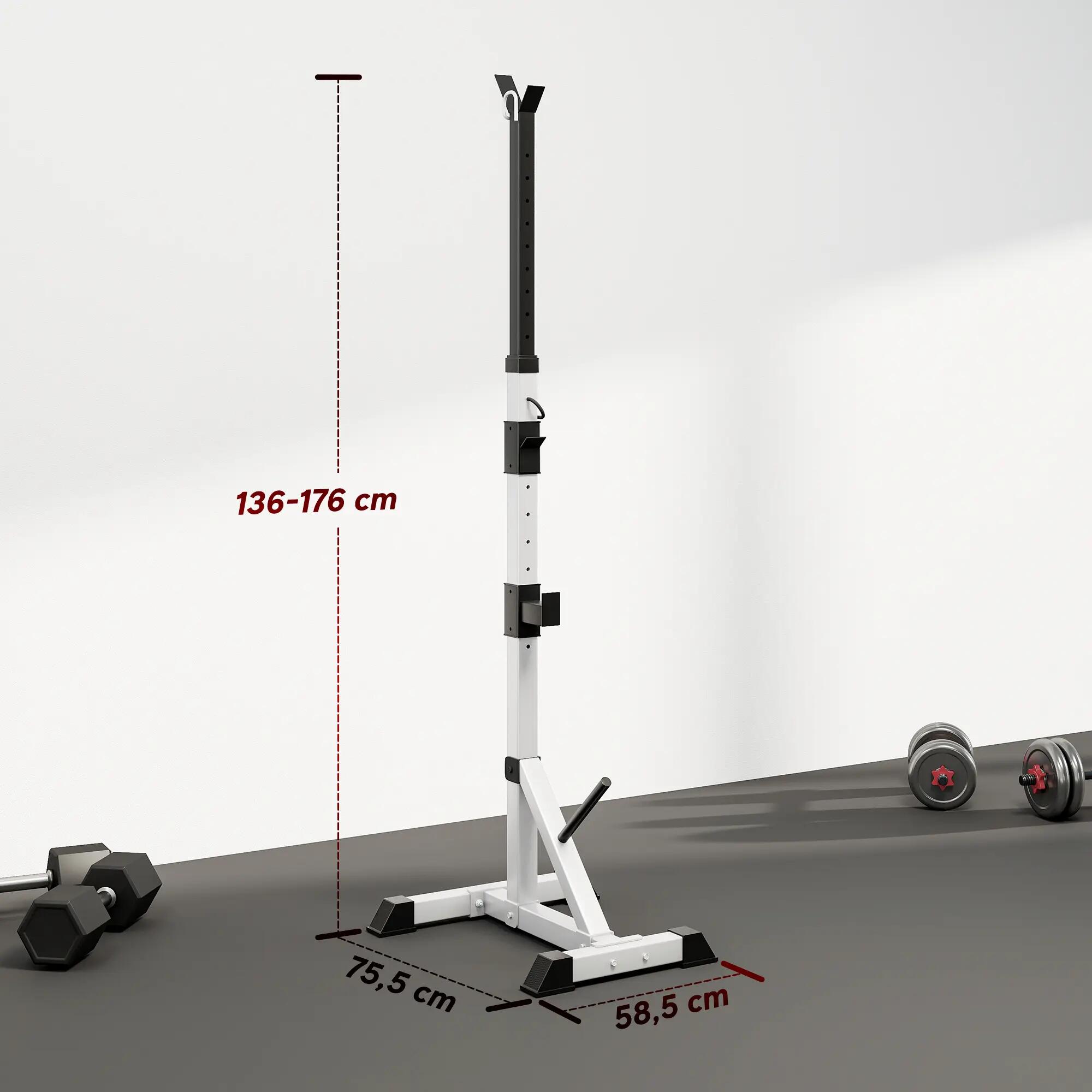 Suporte para barras de pesos 58,5x75,5x136-176 cm prata e preto HOMCOM 3/7
