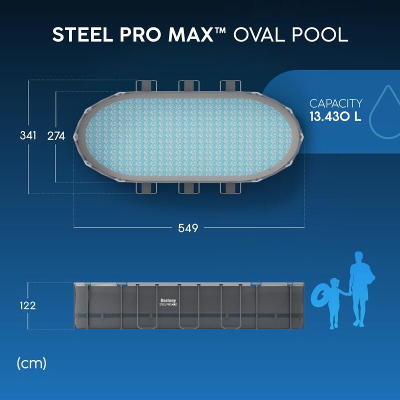 Piscina Bestway Steel Pro Max Oval 549x274x122 cm Filtro Cartucho 5.678 l/h 3/7