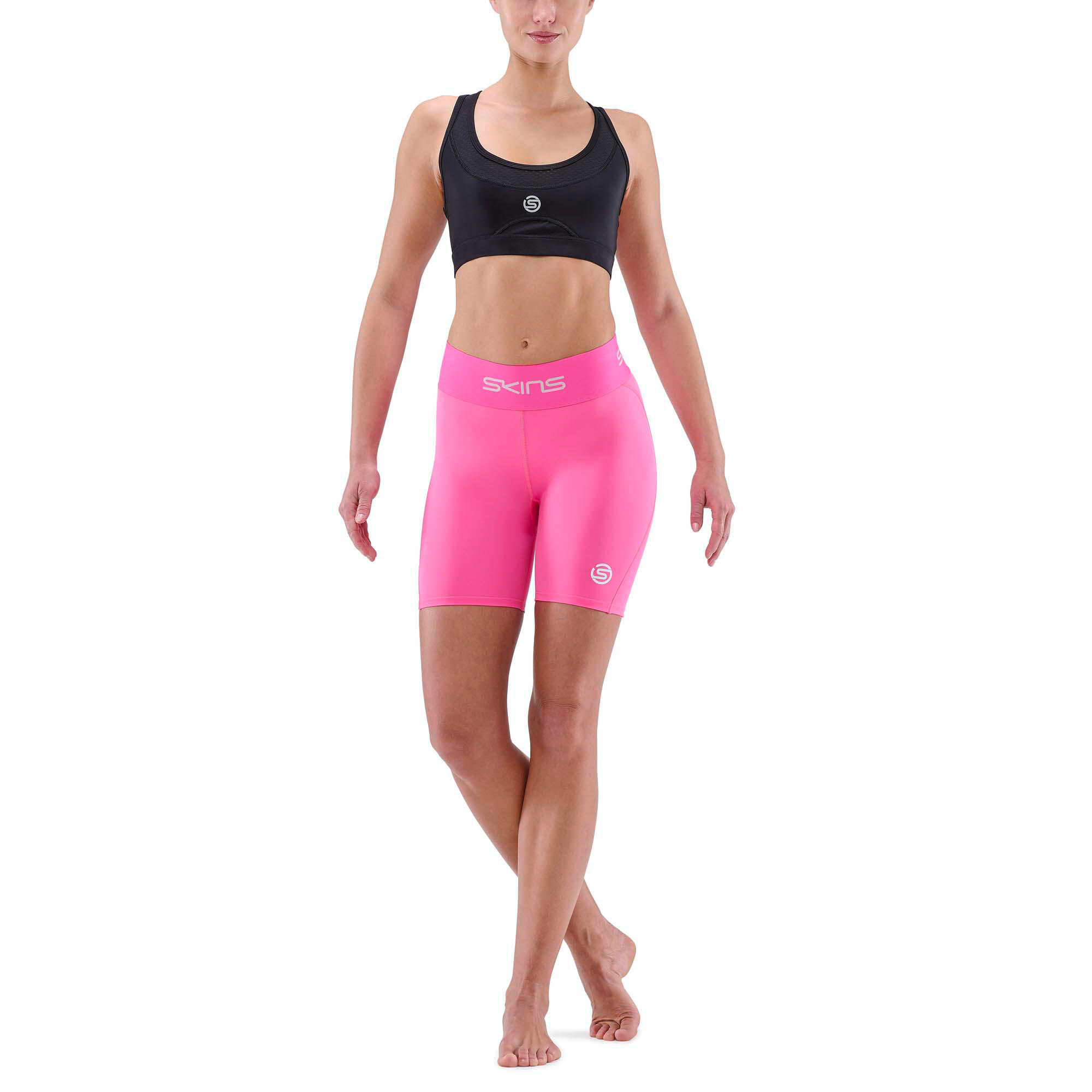 SKINS SERIES-1 Compression Women's Half Tights Activewear Bright Pink S