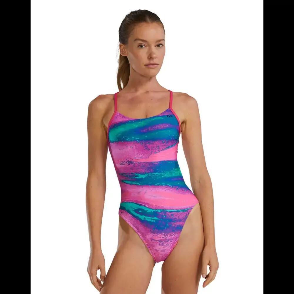 TYR Diffusion Durafast Elite Cutoutfit Swimsuit - Plasma Gold/Multi/Rainbow