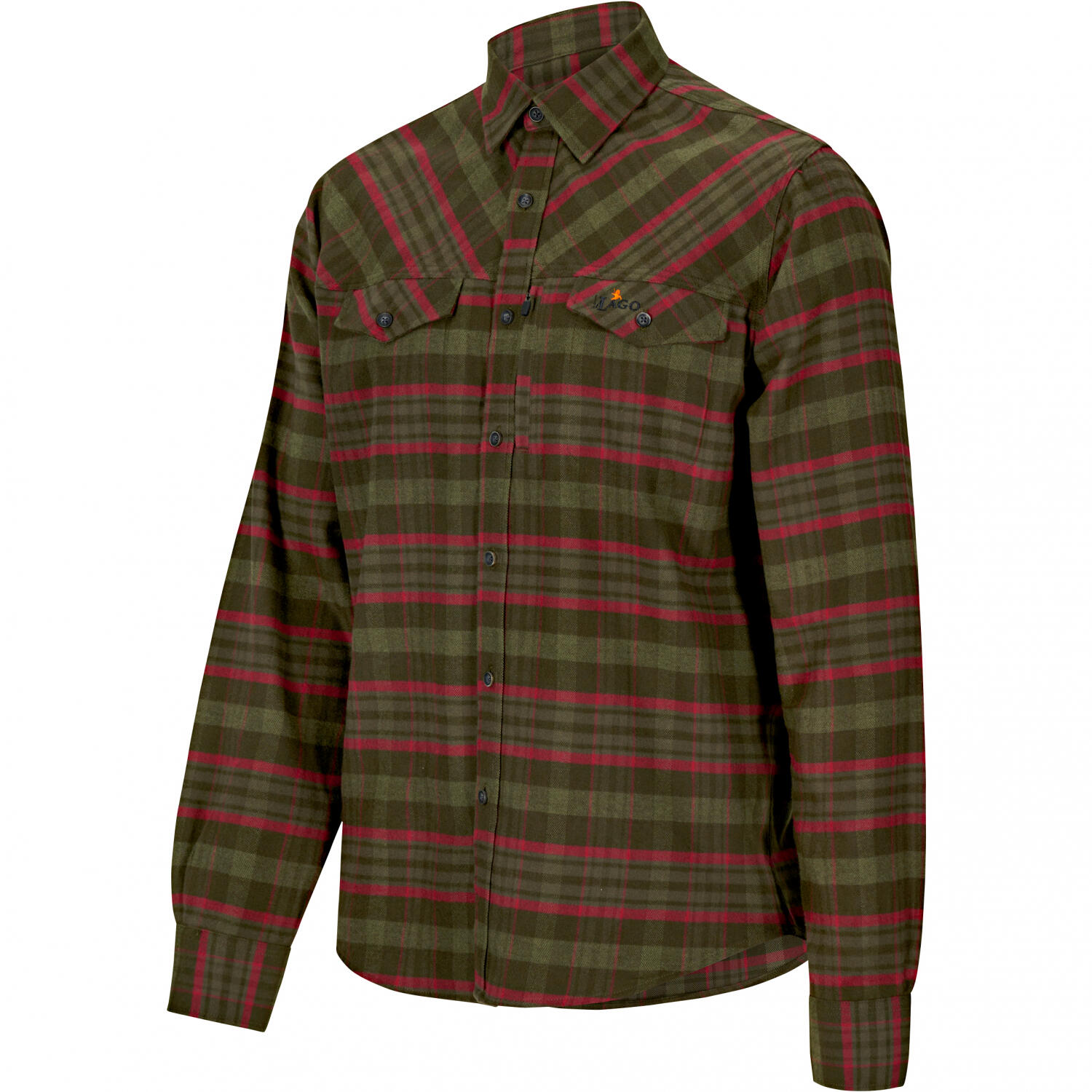 il Lago Prestige Flannel Hemd Bjarne Herren (Oliv/Rot) Größe 2XL 2/4