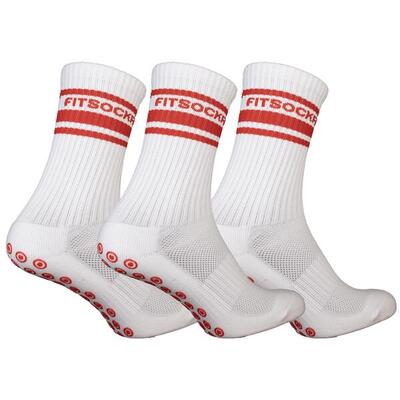 Combideal 3 paar gripsokken line - wit bruin