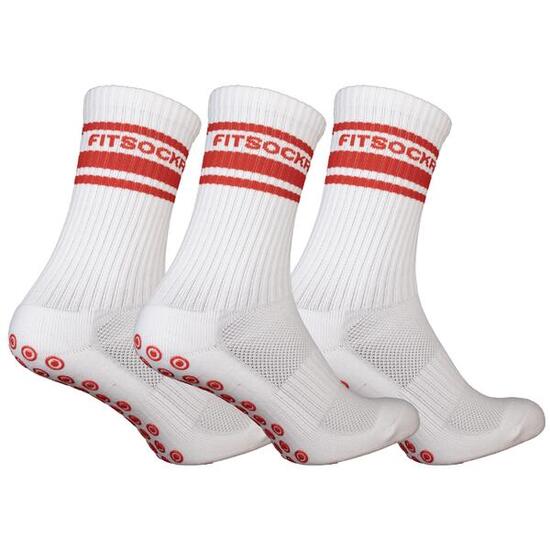 Offre combinée 3 paires de chaussettes grip Line – Blanc Rouge