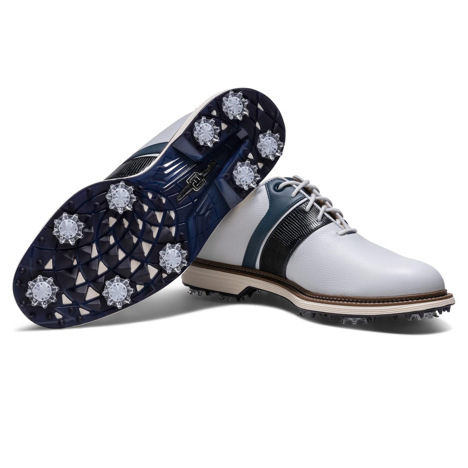 Zapatos Golf Footjoy Premiere Series Packard Hombre Blanco y Azul 5/7