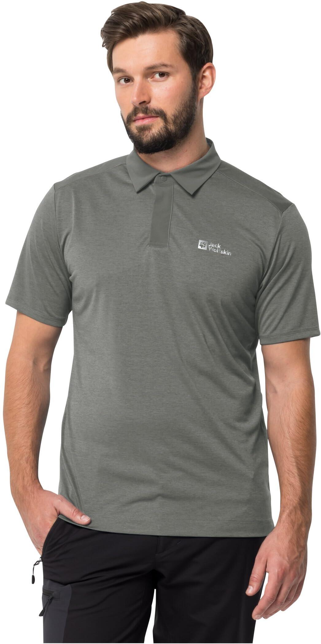 T-shirt Jack Wolfskin Pack & Go uomo 3XL - manica corta, collo con bottoni 3/4