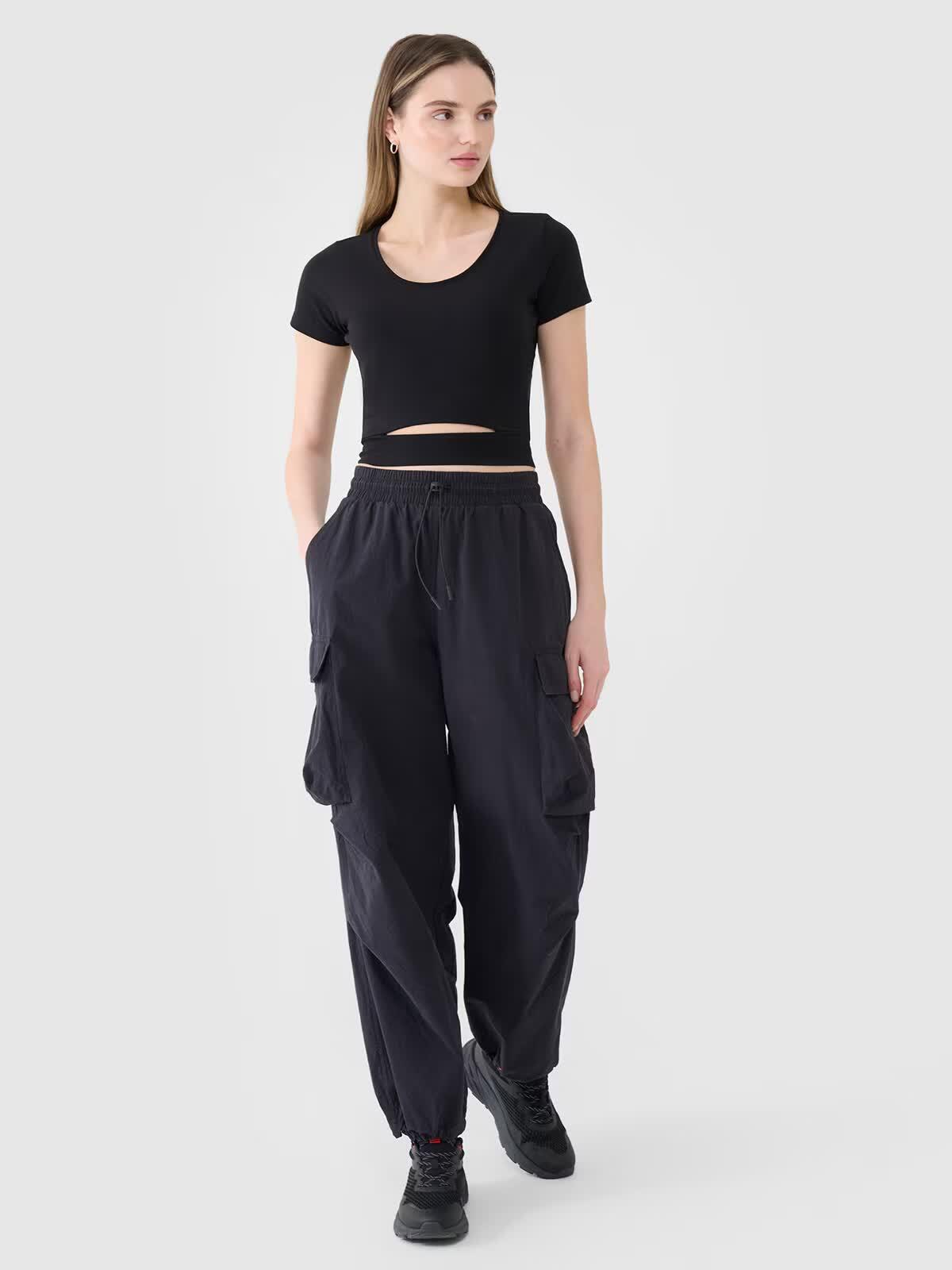 T-shirt crop top gładki damski 4F 4FRSS25TTSHF2695 2/6