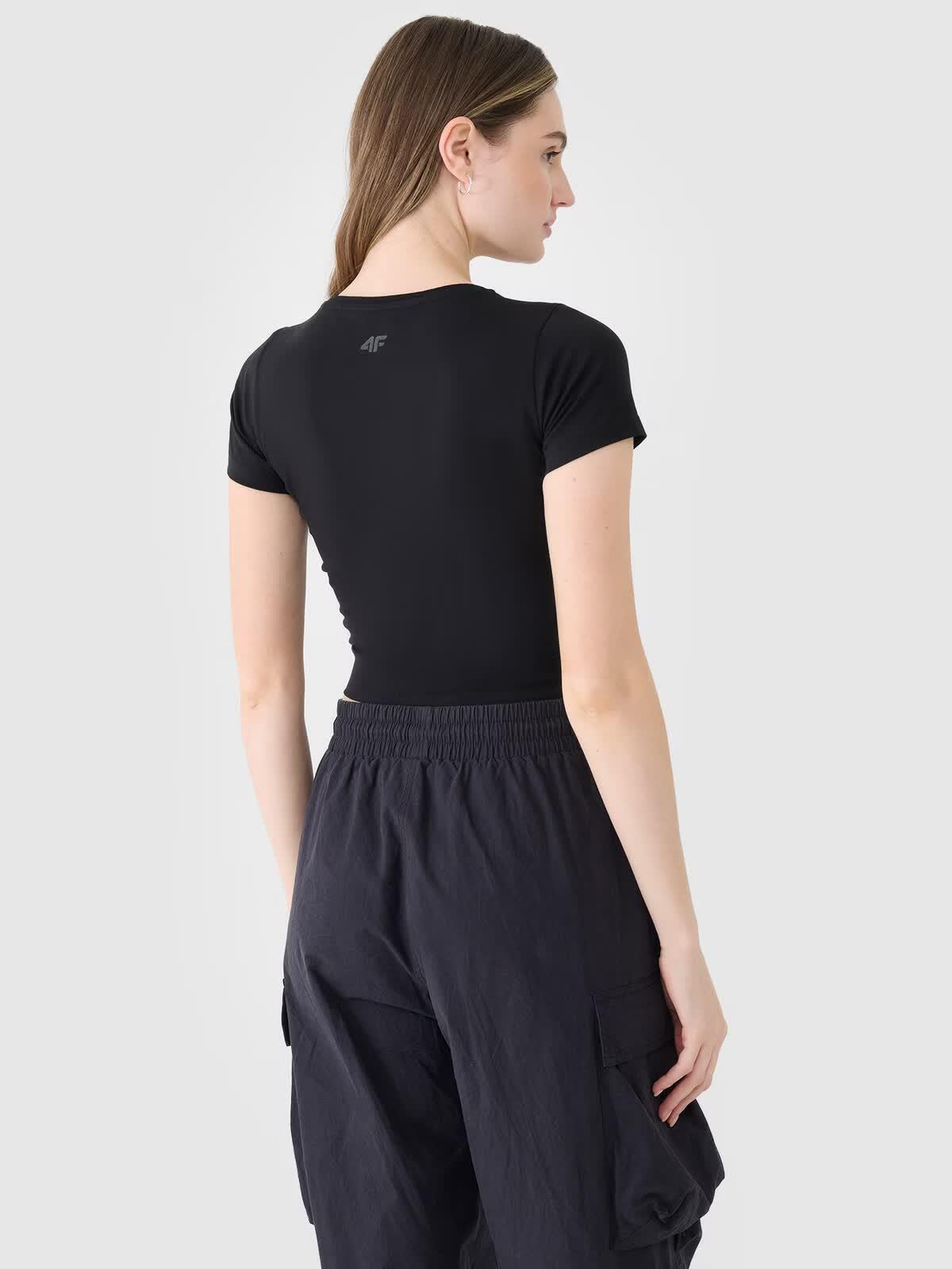 T-shirt crop top gładki damski 4F 4FRSS25TTSHF2695 4/6