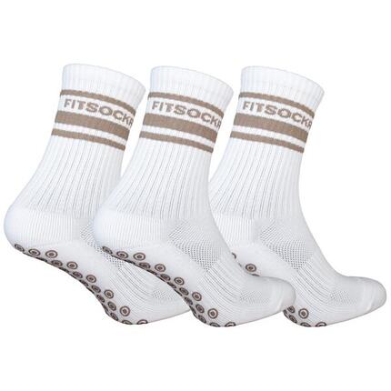 Combideal 3 paar Gripsokken Stripe - Wit