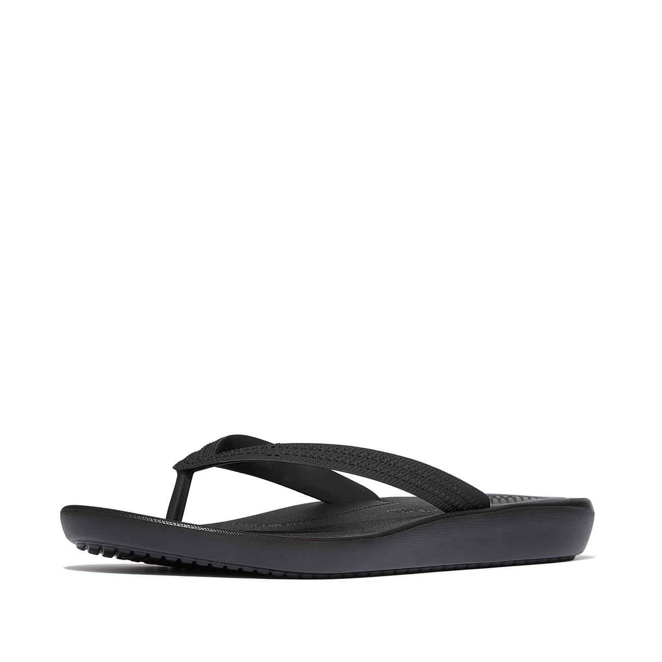 FITFLOP FitFlop Iqushion Mens Textured-Strap Flip-Flops  GEHEEL ZWART 45 2/7