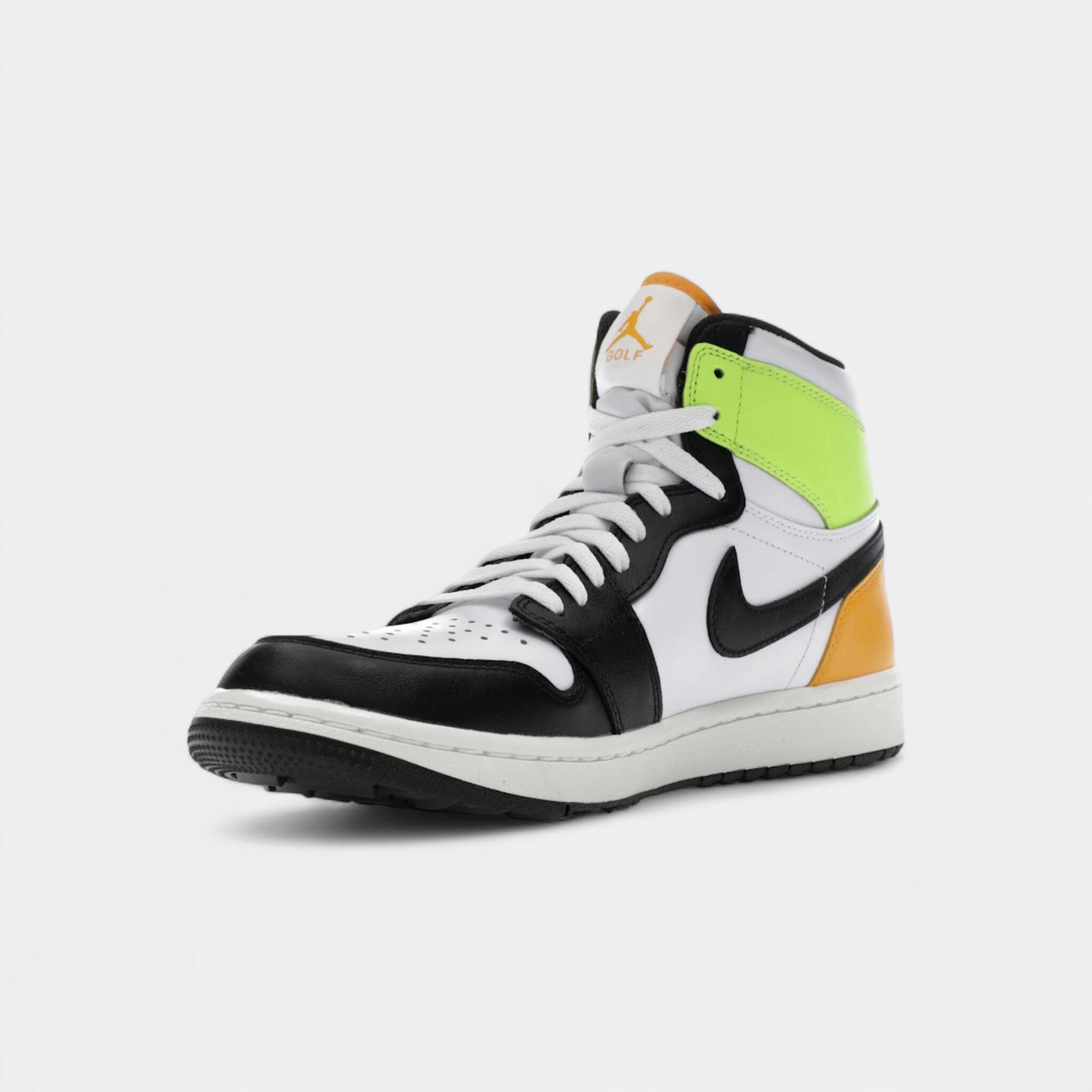 Jordan 1 Retro High Golf White University Gold Volt Black 3/4