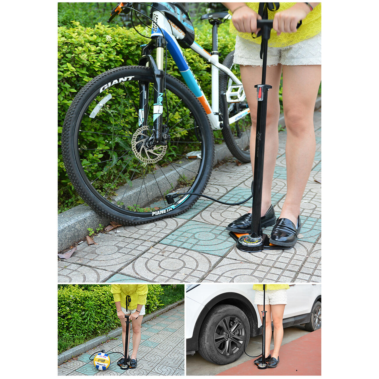 Rockbros vloerpomp voor fiets met manometer 6/7