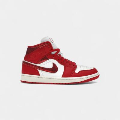 Jordan 1 mid se red cracked leather (women's)