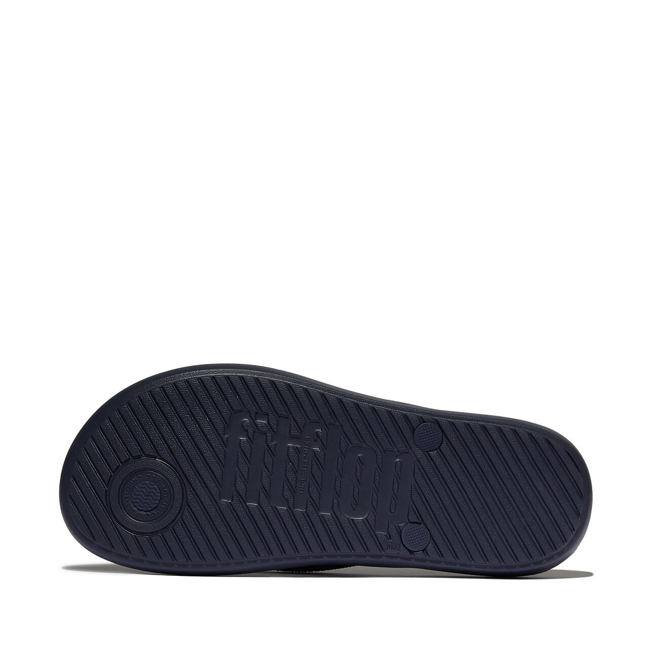 FITFLOP FitFlop Iqushion Mens Textured-Strap Flip-Flops  MIDDERNACHTBLAUW 43 4/7