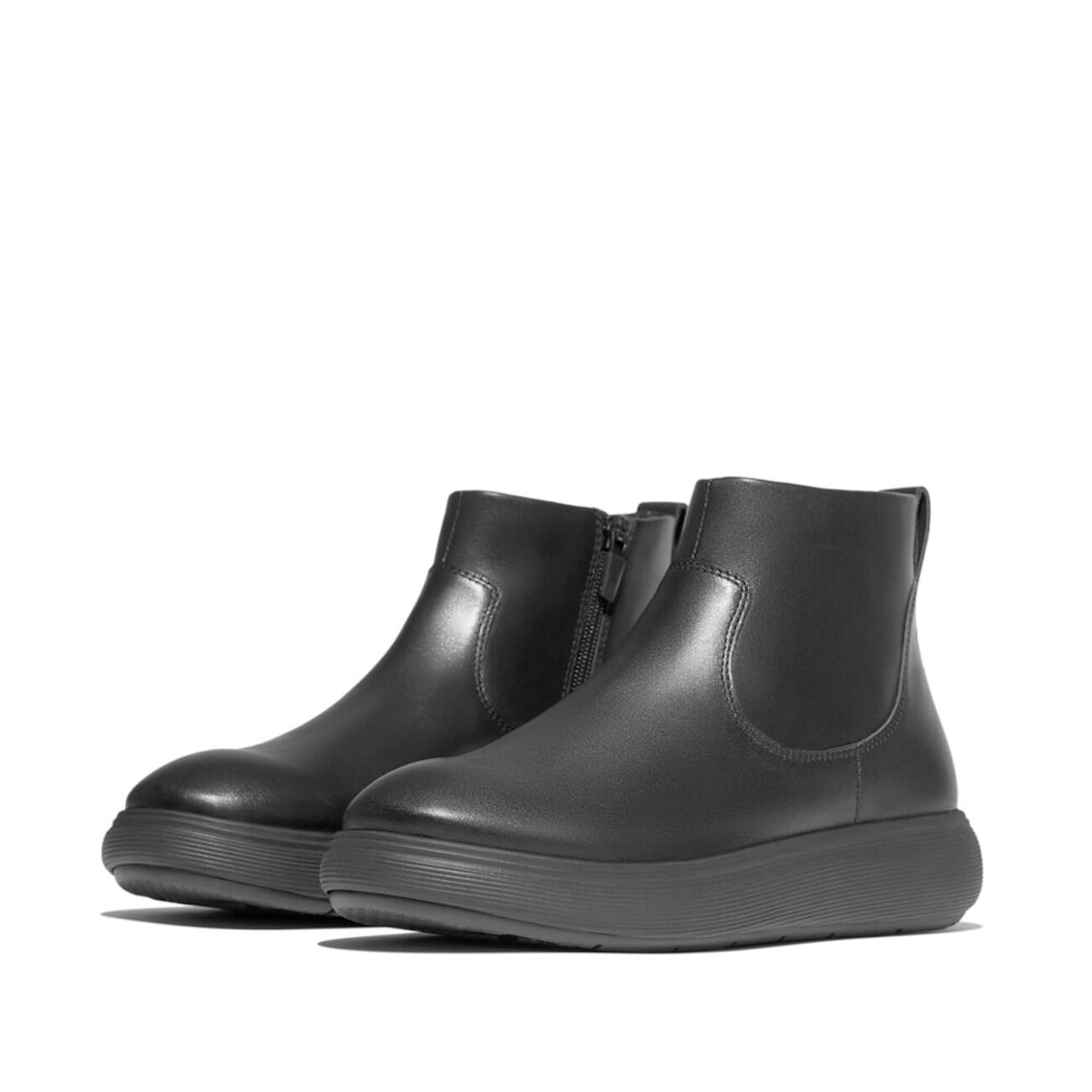 FITFLOP FitFlop IQ-Comff Leather Zip Ankle Boots  GEHEEL ZWART 38 5/7