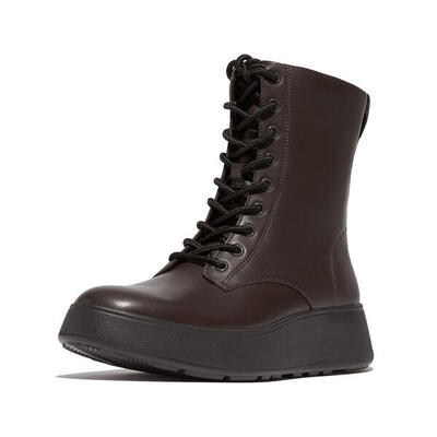 Fitflop fitflop f-mode leather lace-up flatform ankle boots chocoladebruin 39