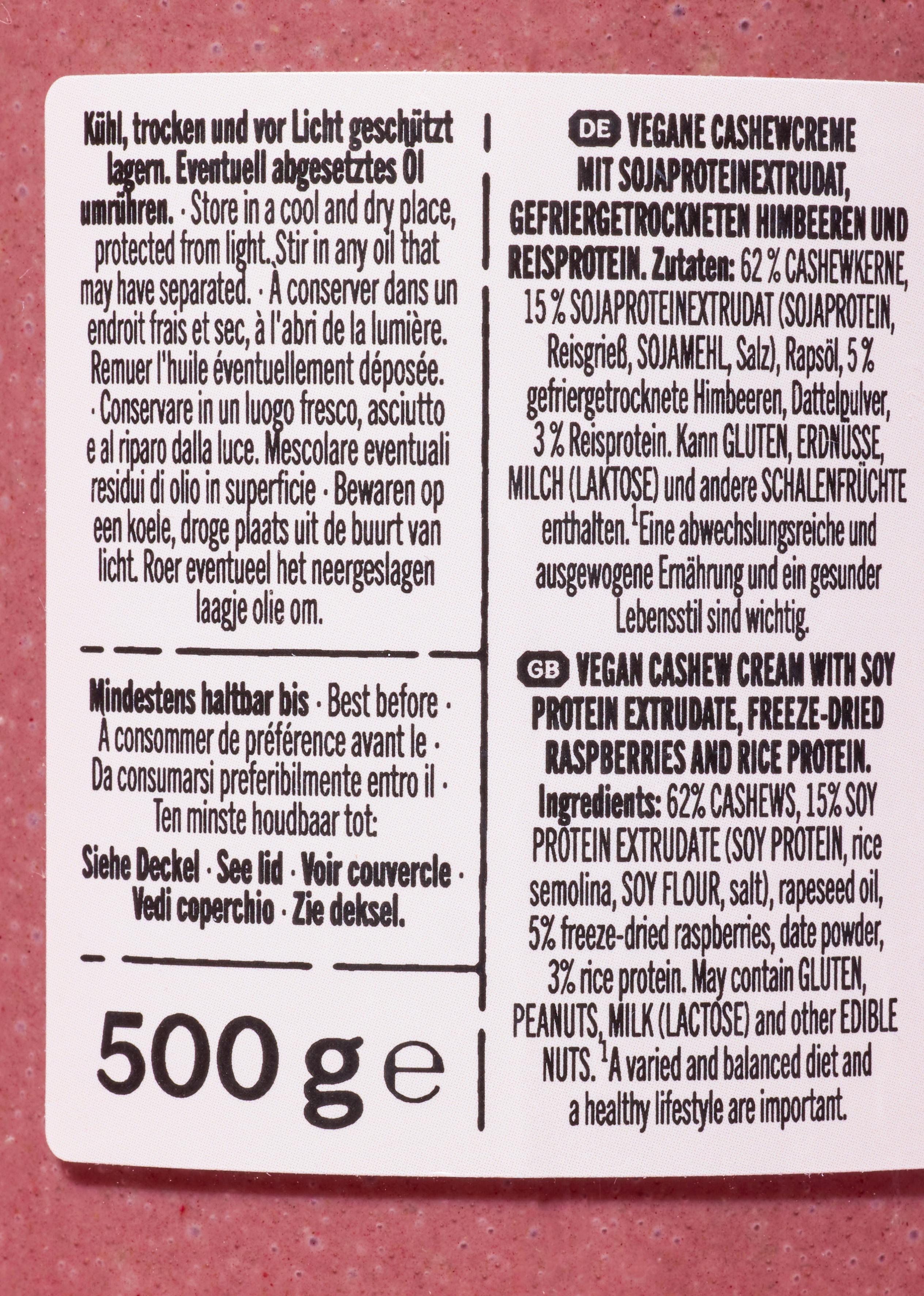 Pâte à tartiner protéinée vegan cajou-framboise 500 g 7/7