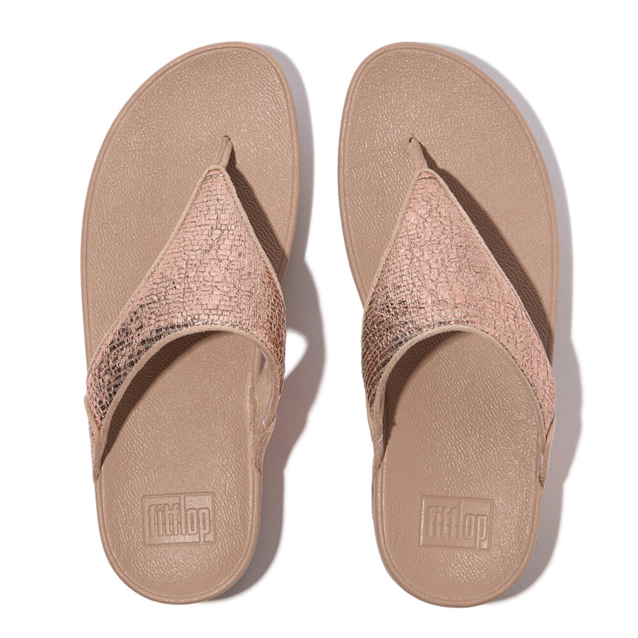 FITFLOP FitFlop Lulu Crinkled-Shimmer Toe-Post Sandals  METALLIC KLASSIEK BEIGE 5/7