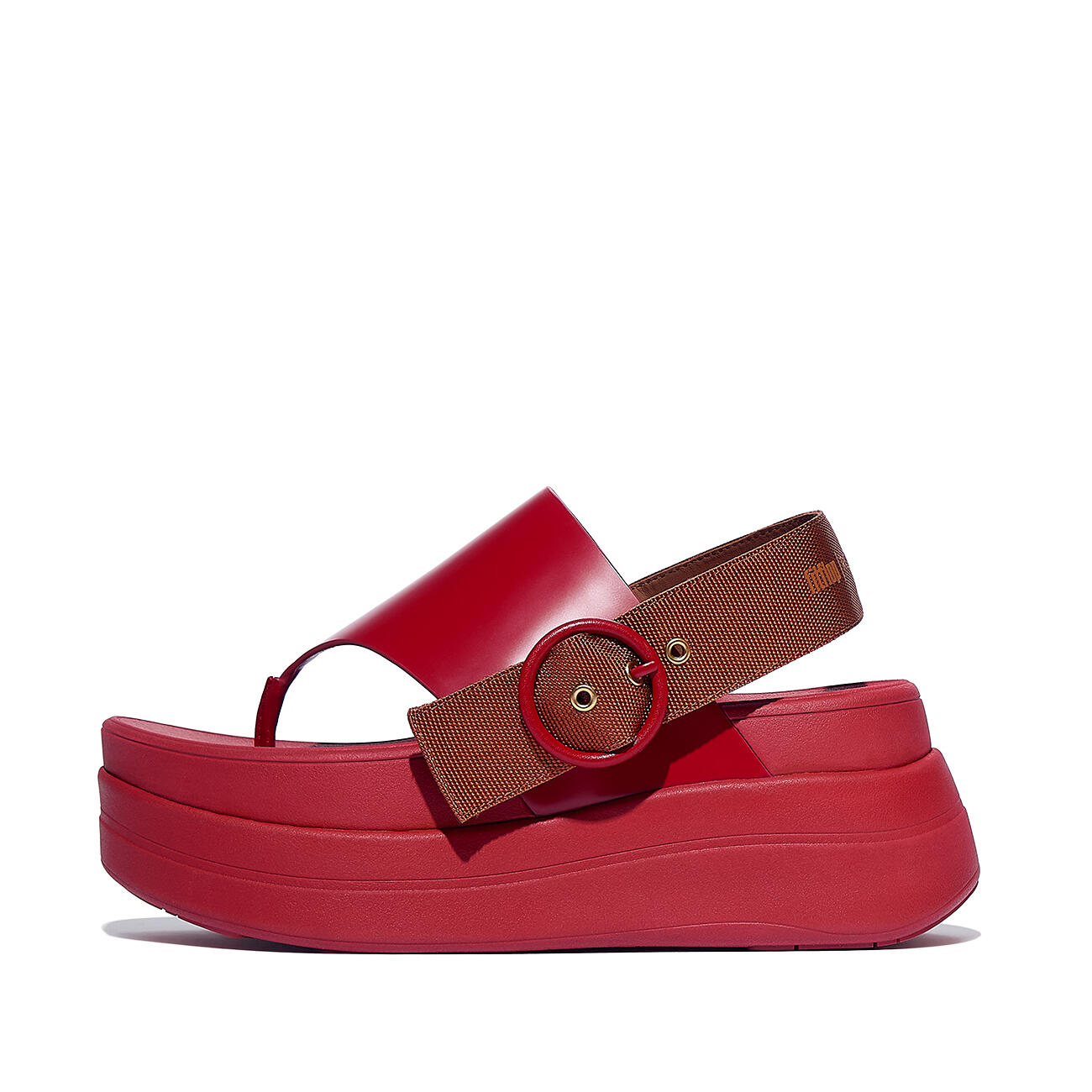 FITFLOP FitFlop F-Mode X Roksanda Leather/Webbing Sandals  KARMOZIJNROOD/TAN 40 3/7