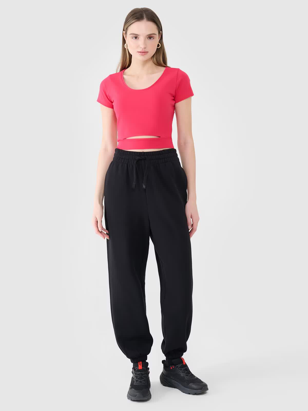 T-shirt crop top gładki damski 4F 4FRSS25TTSHF2695 2/6