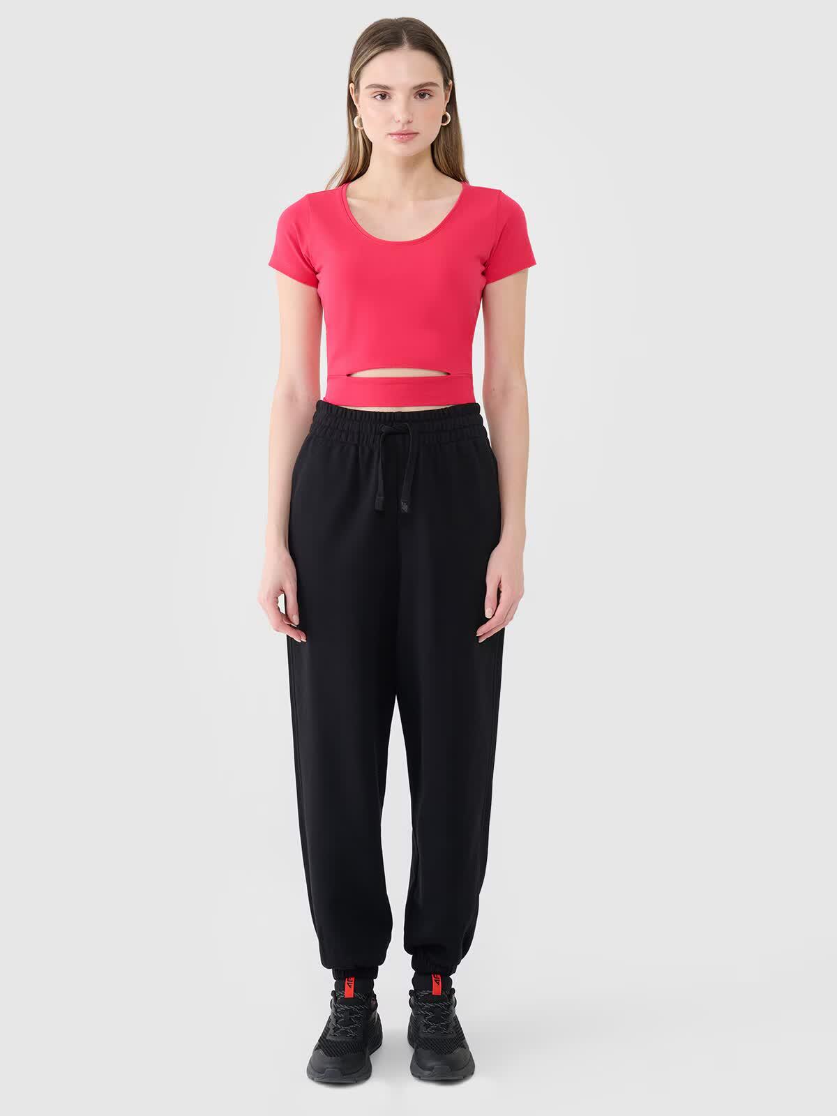 T-shirt crop top gładki damski 4F 4FRSS25TTSHF2695 4/6