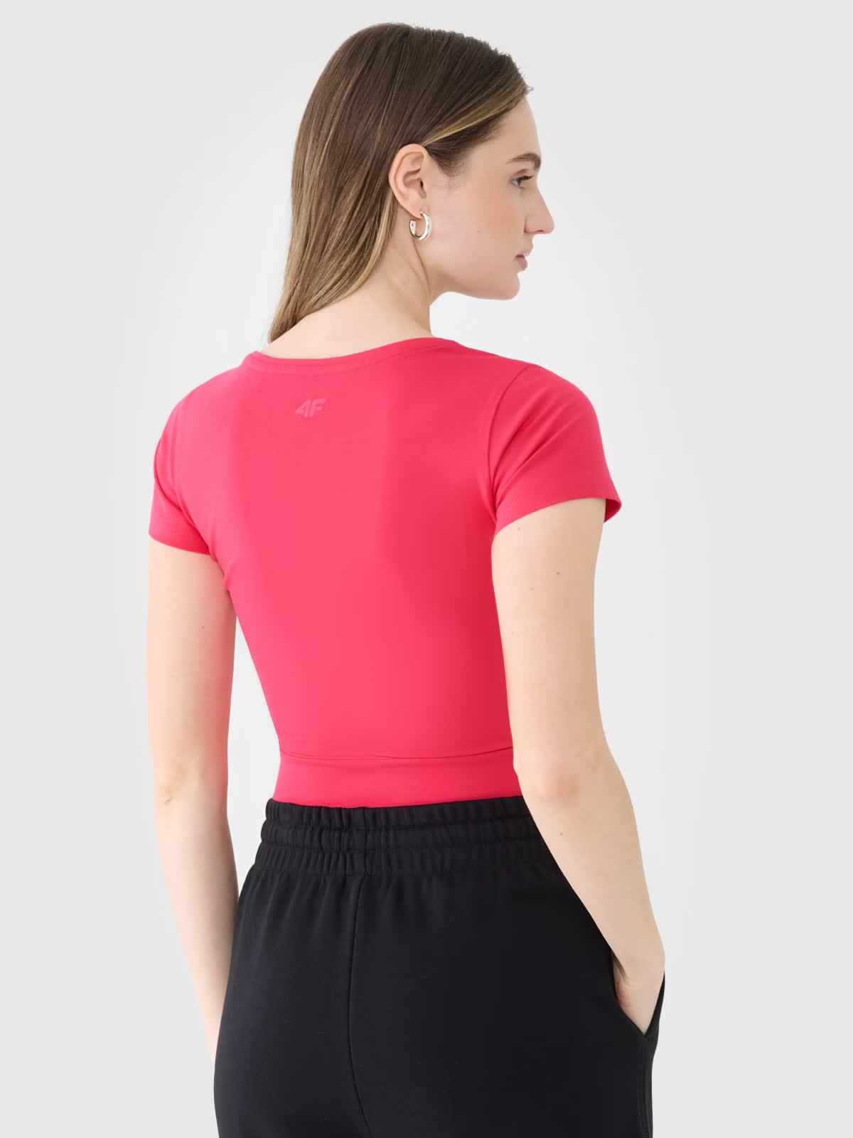 T-shirt crop top gładki damski 4F 4FRSS25TTSHF2695 3/6