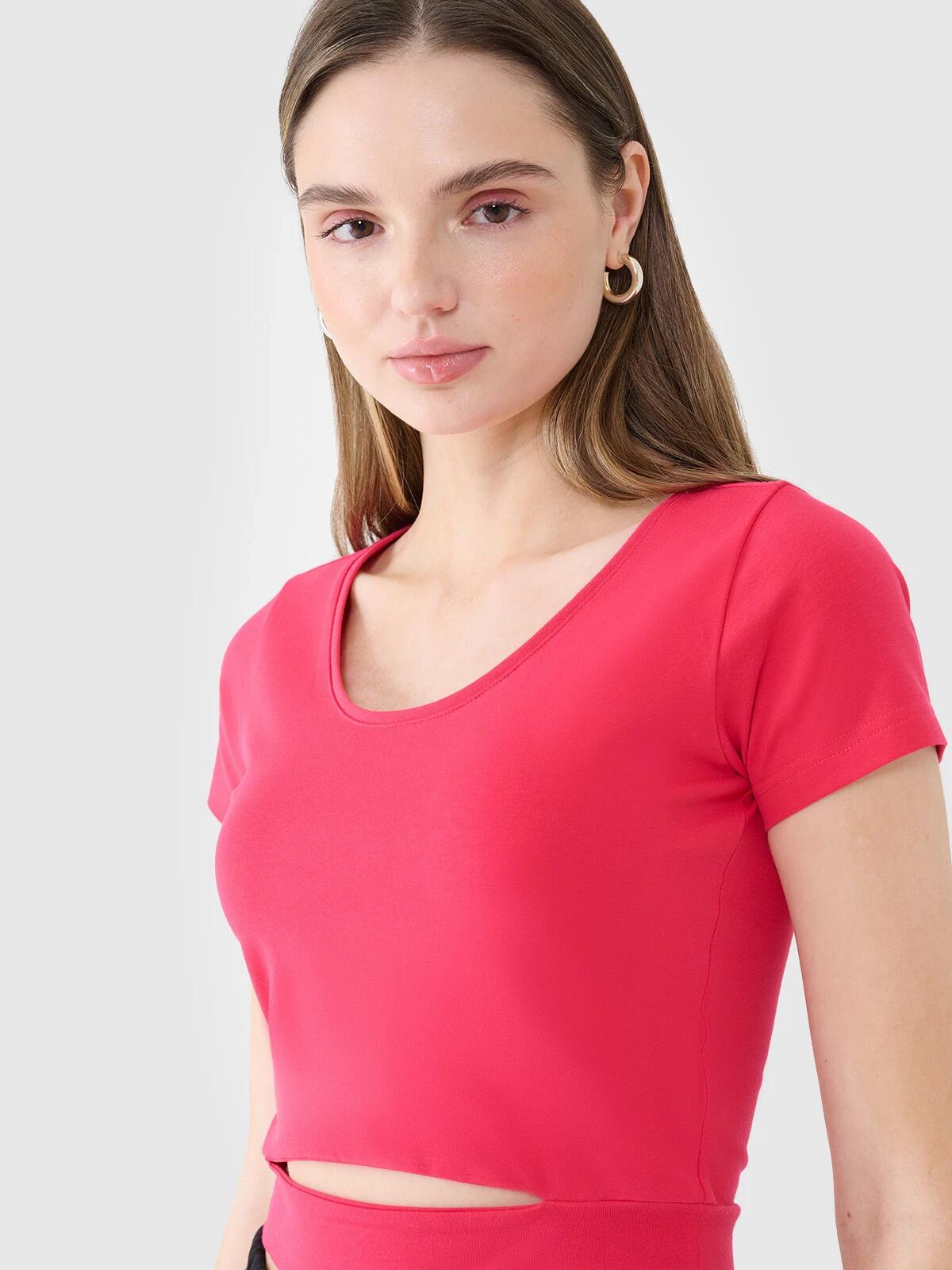 T-shirt crop top gładki damski 4F 4FRSS25TTSHF2695 5/6