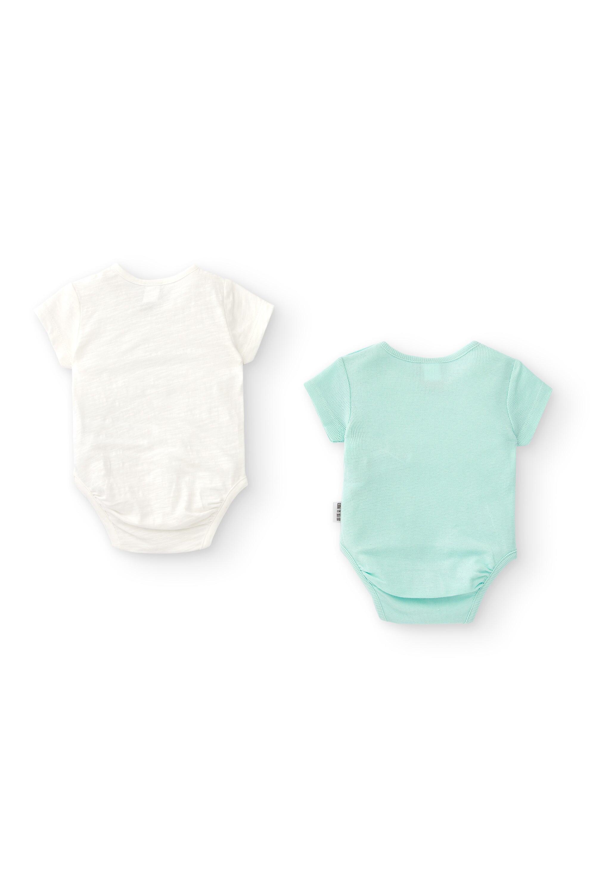 Pack de bodies de recién nacido aguamarina y blanco | My Little Universe 3/4