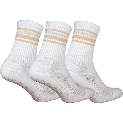 Combideal 3 paar Gripsokken Stripe - Wit