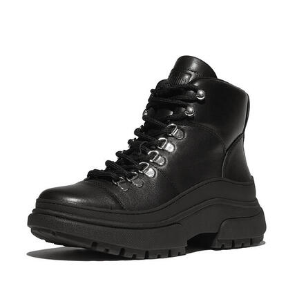 FITFLOP Wylder Lace Up Boot - Leather ZWART 38