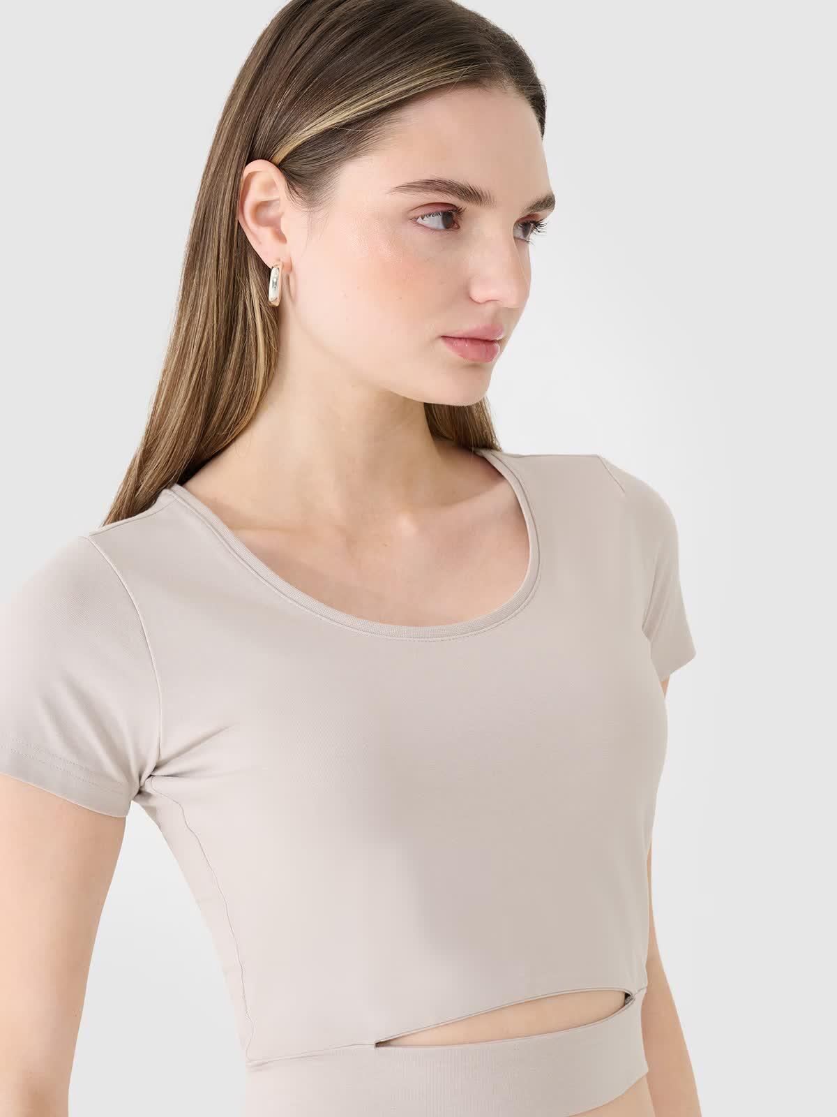 T-shirt crop top gładki damski 4F 4FRSS25TTSHF2695 3/6