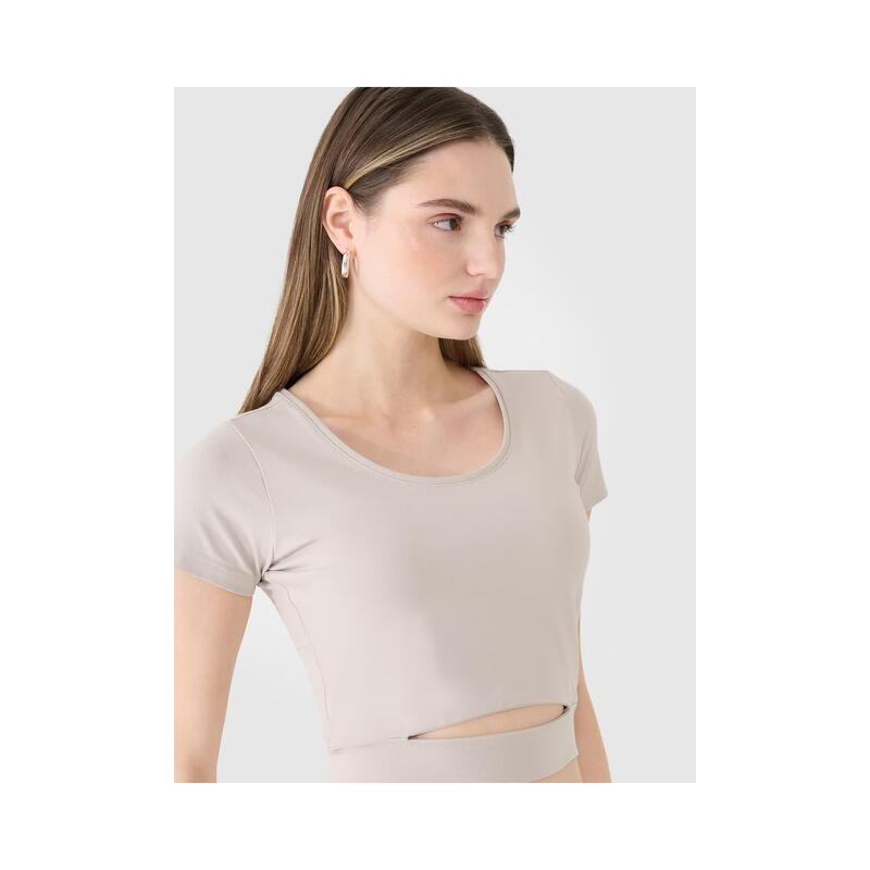T-shirt crop top gładki damski 4F 4FRSS25TTSHF2695
