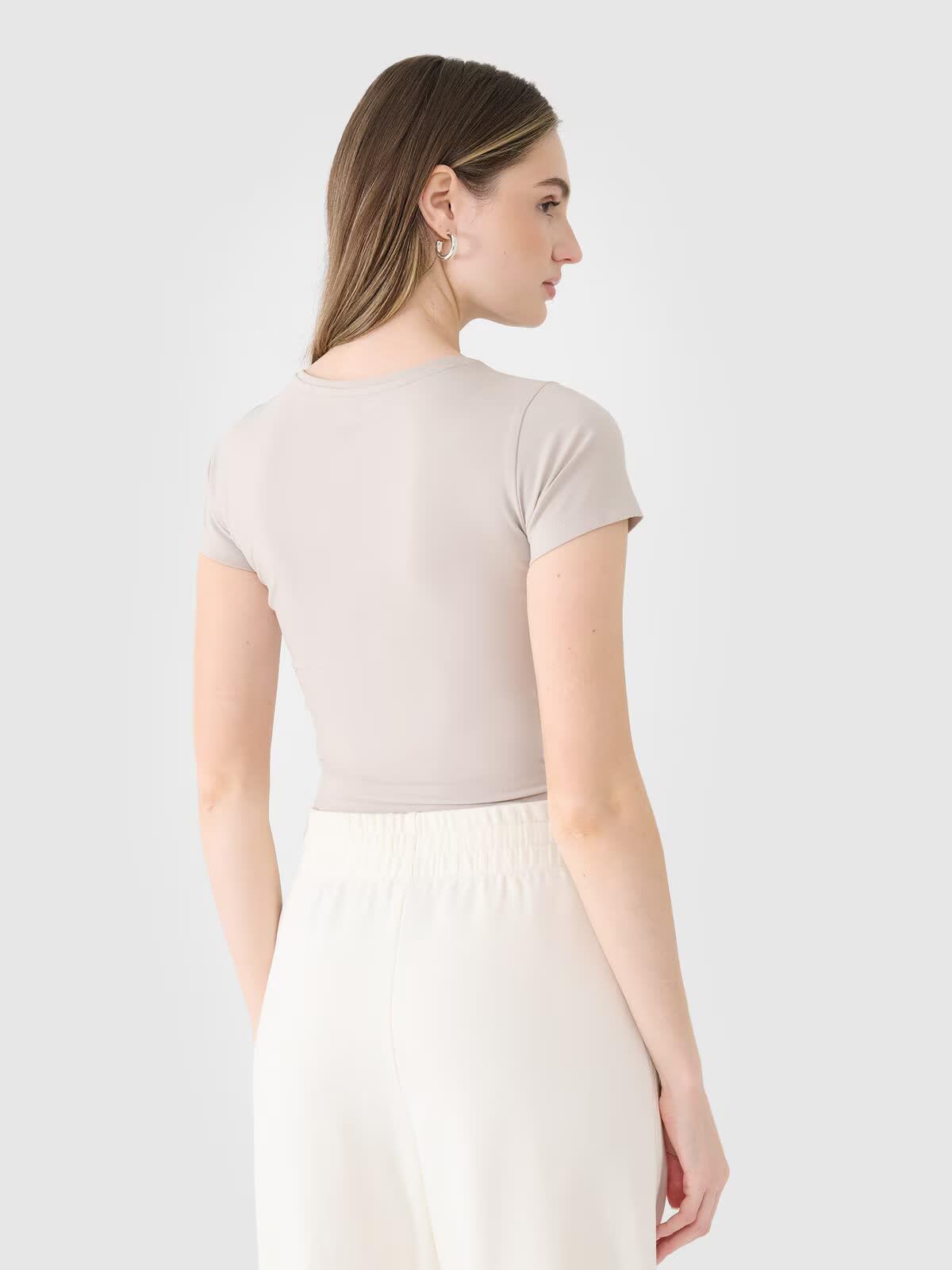 T-shirt crop top gładki damski 4F 4FRSS25TTSHF2695 5/6