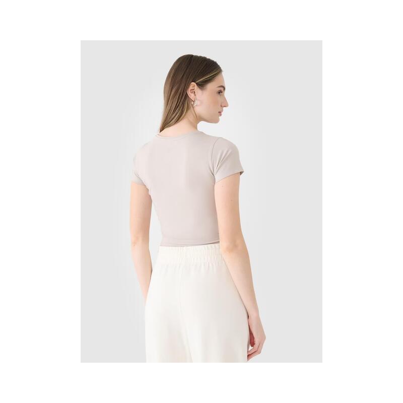 T-shirt crop top gładki damski 4F 4FRSS25TTSHF2695