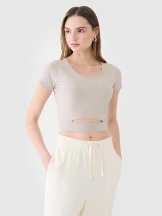 T-shirt crop top gładki damski 4F 4FRSS25TTSHF2695