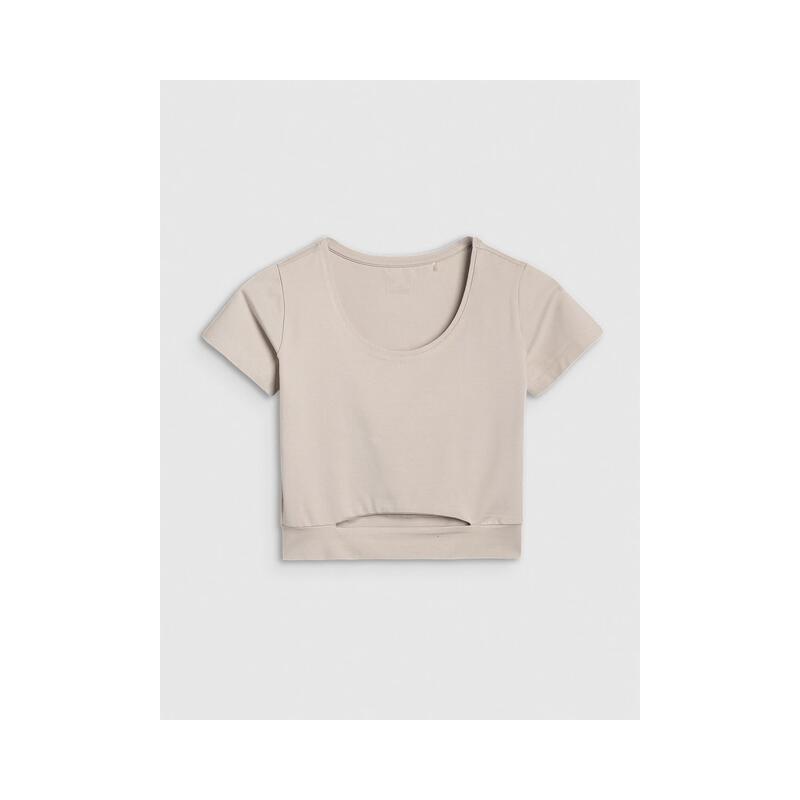 T-shirt crop top gładki damski 4F 4FRSS25TTSHF2695